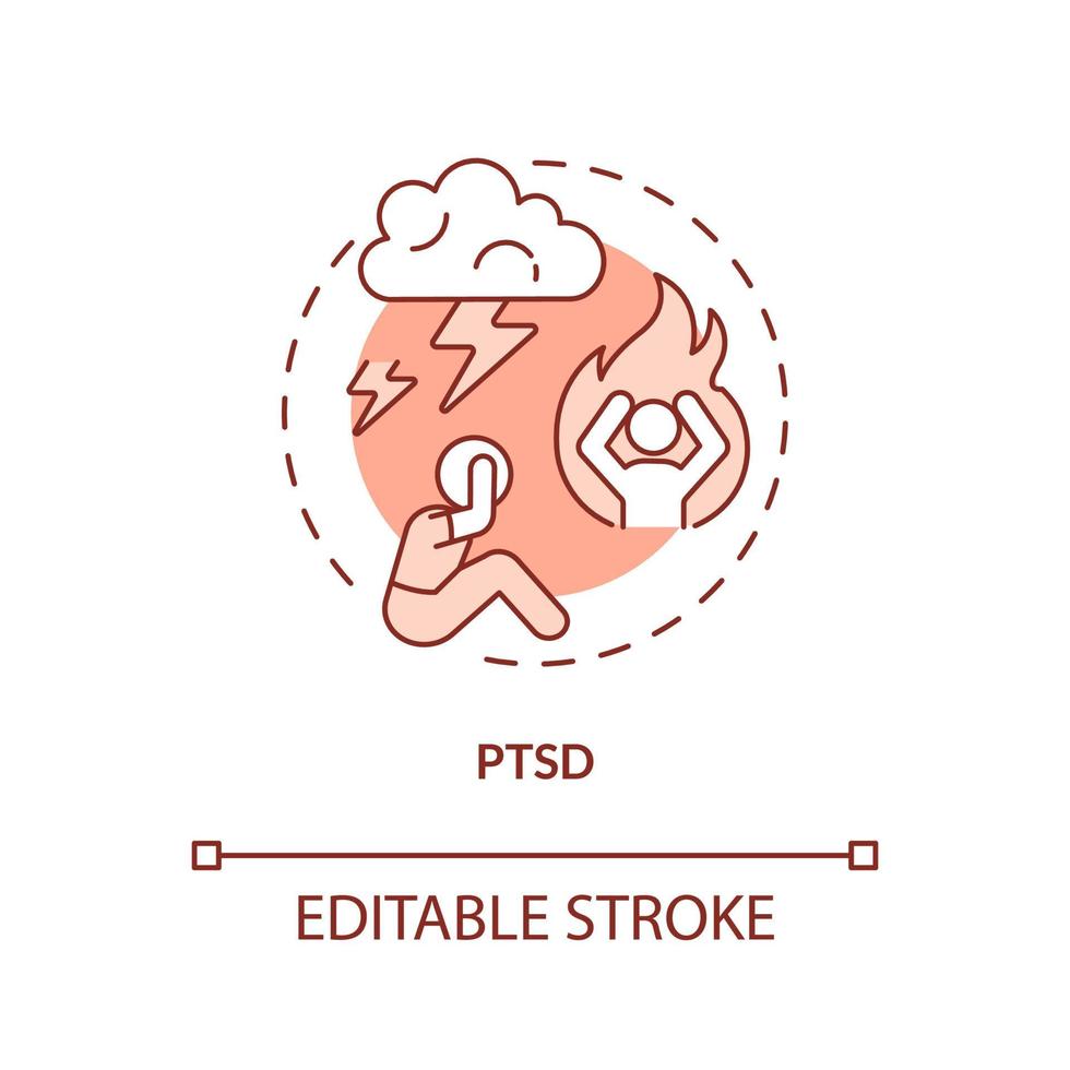 PTSD terracotta concept icon. Child psychological disorder abstract idea thin line illustration. Mental health condition. Isolated outline drawing. Editable stroke. Arial, Myriad Pro-Bold fonts used vector