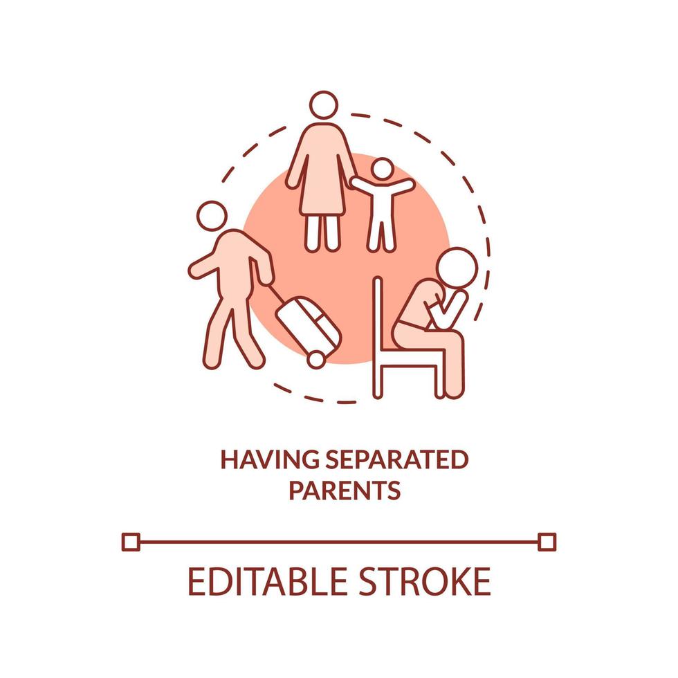 Having separated parents terracotta concept icon. Behavioral problem. Rough childhood abstract idea thin line illustration. Isolated outline drawing. Editable stroke. Arial, Myriad Pro-Bold fonts used vector