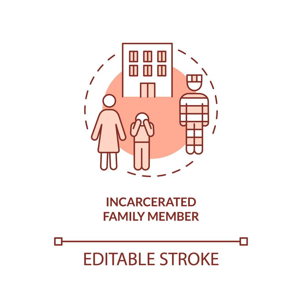 Incarcerated family member terracotta concept icon. Traumatic childhood experience abstract idea thin line illustration. Isolated outline drawing. Editable stroke. Arial, Myriad Pro-Bold fonts used vector