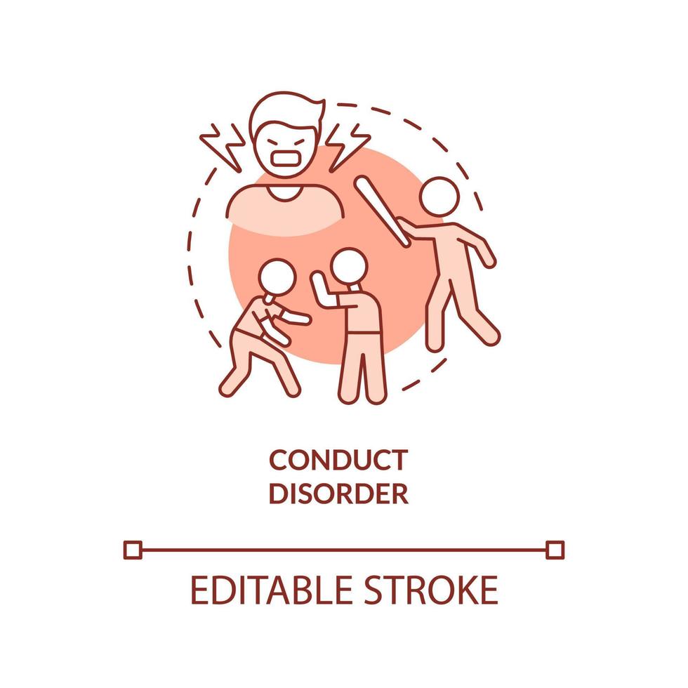 Conduct disorder terracotta concept icon. Ignoring social norms abstract idea thin line illustration. Antisocial behavior. Isolated outline drawing. Editable stroke. Arial, Myriad Pro-Bold fonts used vector