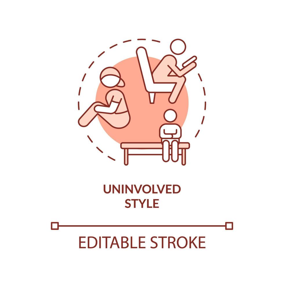 Uninvolved style terracotta concept icon. Neglectful parenting abstract idea thin line illustration. Parenthood strategy. Isolated outline drawing. Editable stroke. Arial, Myriad Pro-Bold fonts used vector