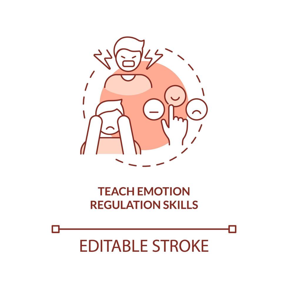 Teaching emotion regulation skills terracotta concept icon. Resist impulsive behavior abstract idea thin line illustration. Isolated outline drawing. Editable stroke. Arial, Myriad Pro-Bold fonts used vector