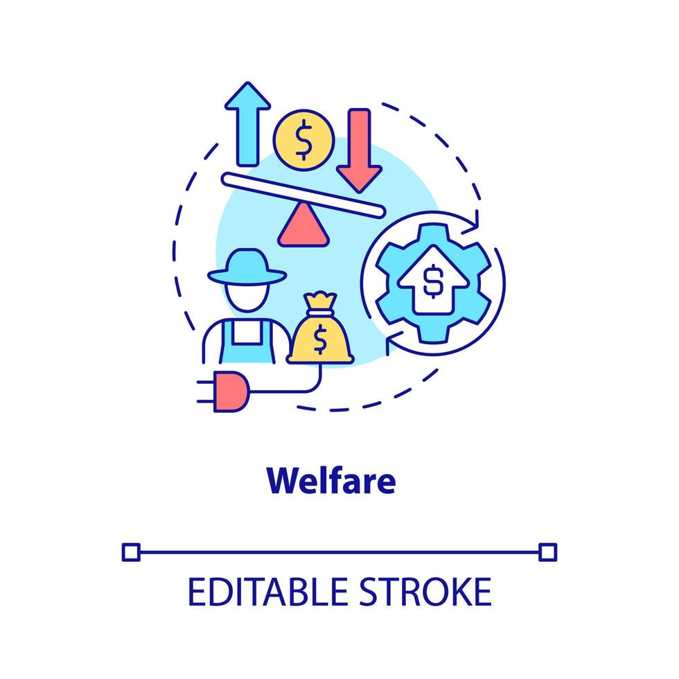 Welfare concept icon. Life quality improvement. Rural electrification abstract idea thin line illustration. Isolated outline drawing. Editable stroke. vector