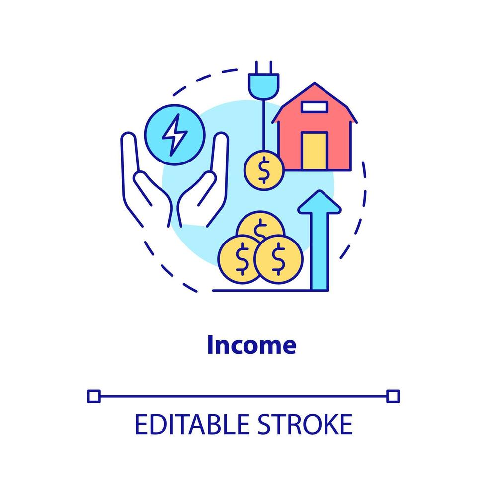 Income concept icon. Economic growth. Impact of rural electrification abstract idea thin line illustration. Isolated outline drawing. Editable stroke. vector
