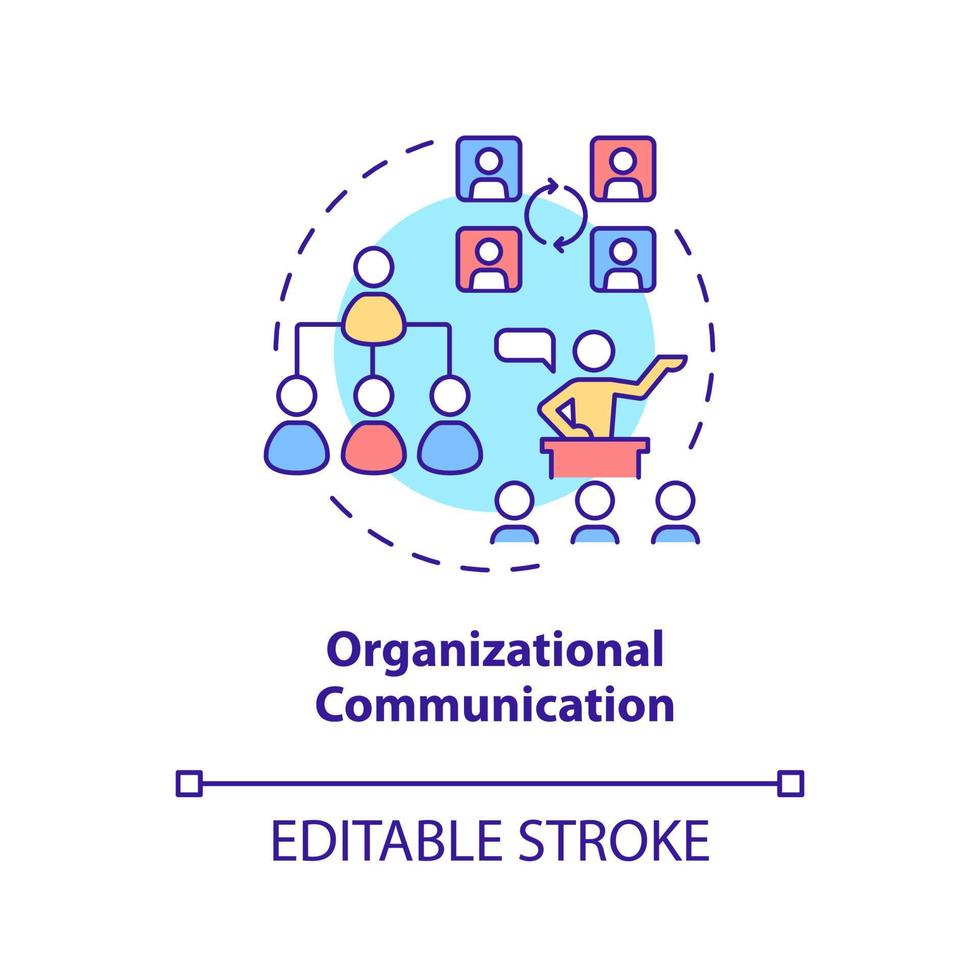 Organizational communication concept icon. Business conversation type abstract idea thin line illustration. Team meeting. Isolated outline drawing. Editable stroke.  vector