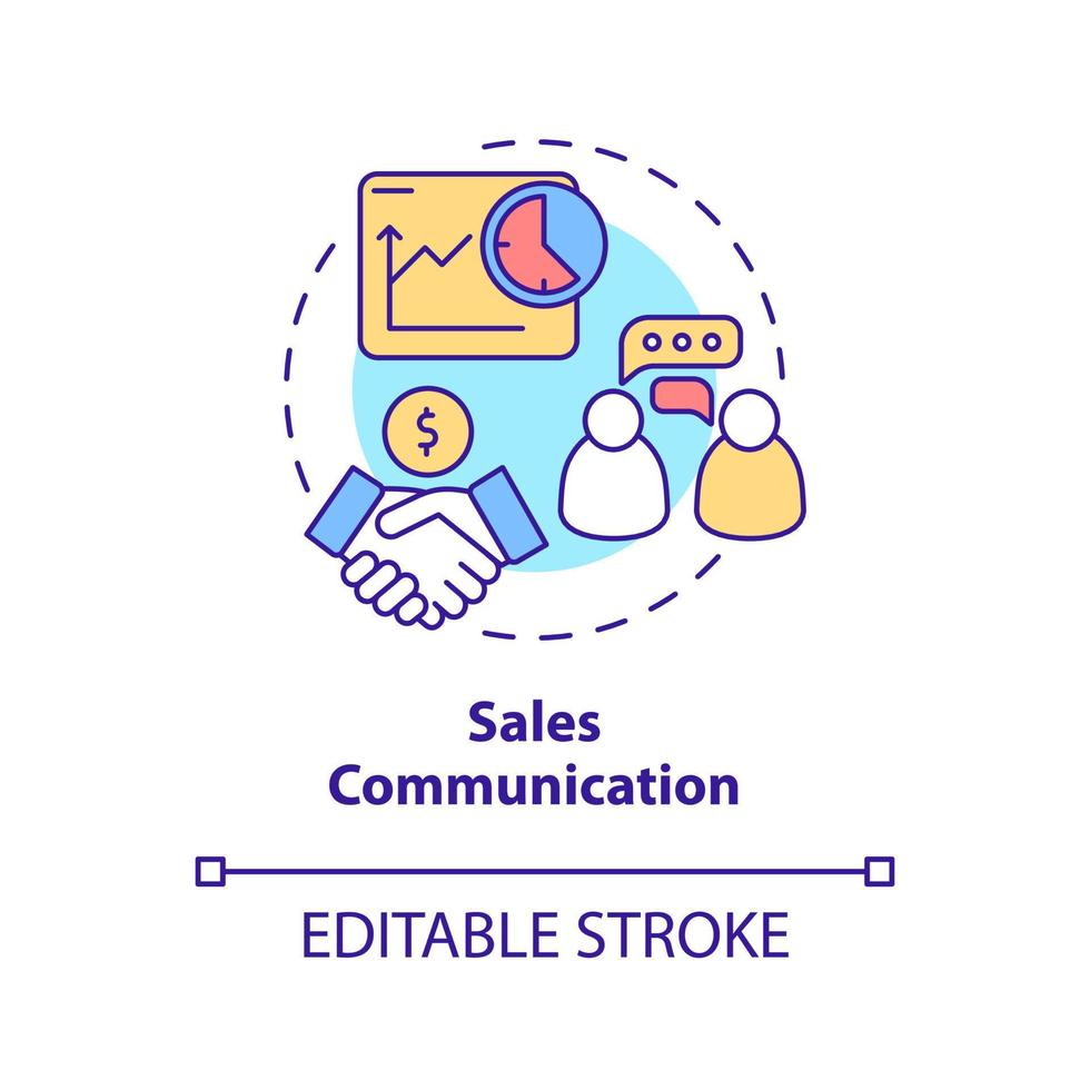 Sales communication concept icon. Building relationships with clients abstract idea thin line illustration. Isolated outline drawing. Editable stroke. Arial, Myriad Pro-Bold fonts used vector