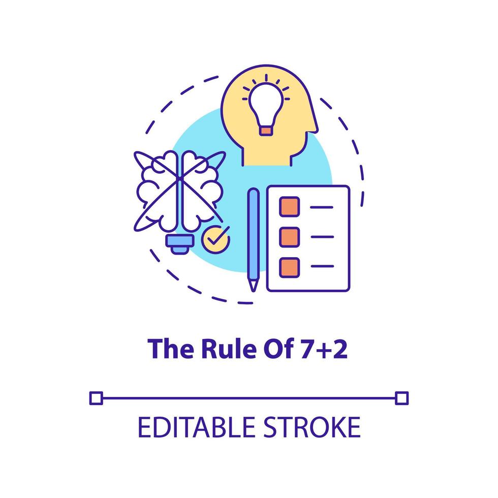 Short term memory concept icon. Rule of seven plus minus two abstract idea thin line illustration. Business communication. Isolated outline drawing. Editable stroke. Arial, Myriad Pro-Bold fonts used vector