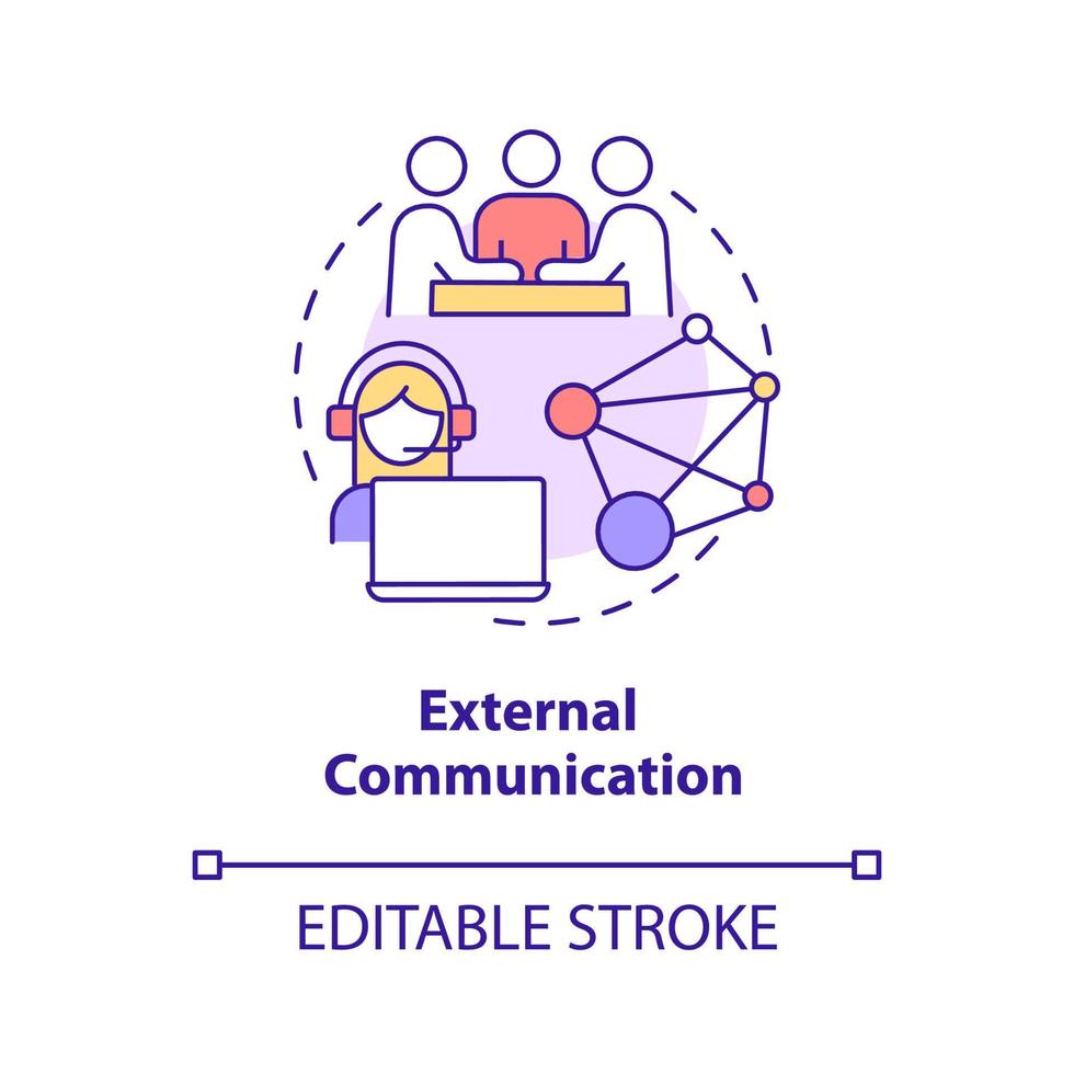 External communication concept icon. Cooperating with people outside organization abstract idea thin line illustration. Isolated outline drawing. Editable stroke. Arial, Myriad Pro-Bold fonts used vector