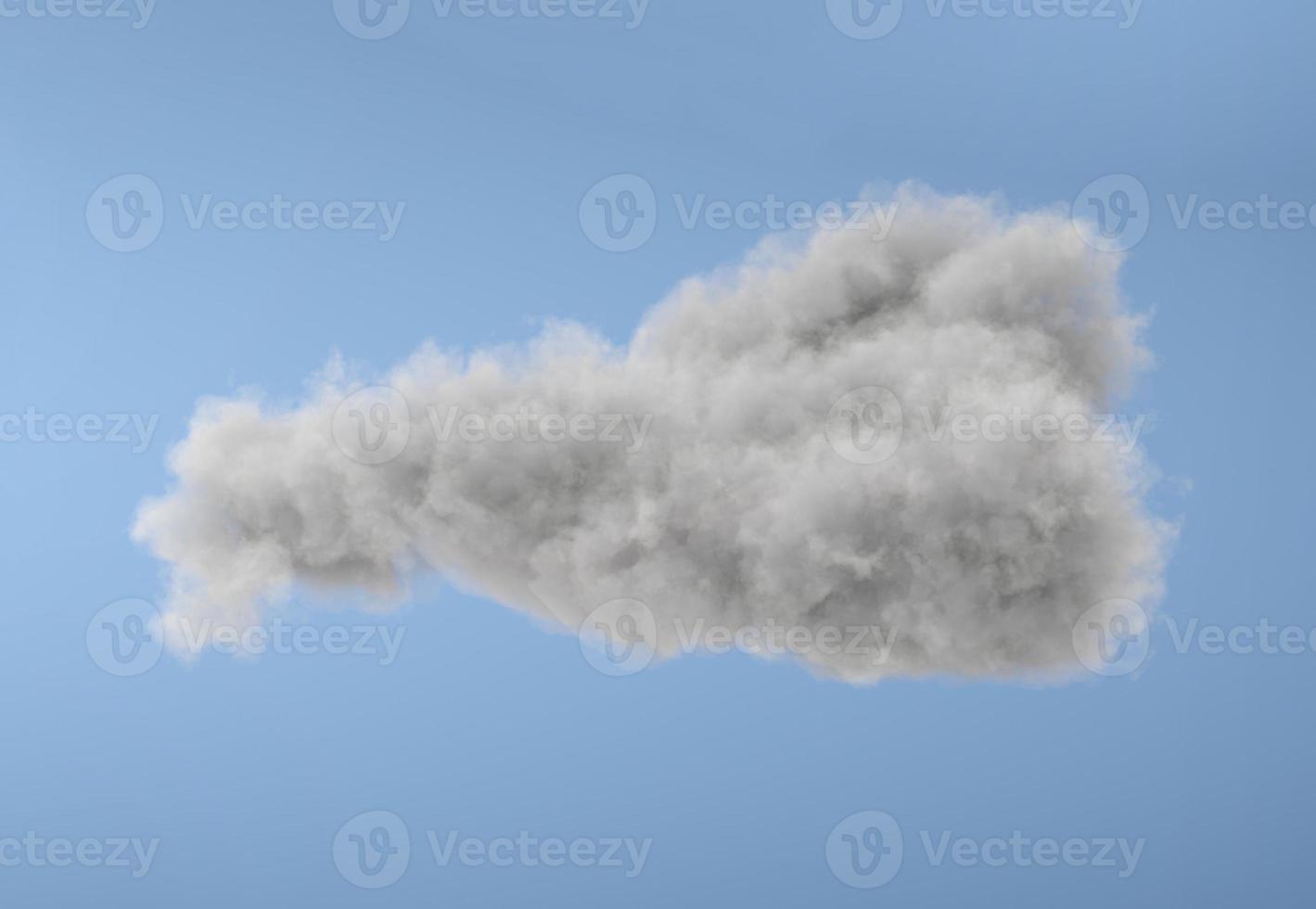 White 3d cloud isolated on a blue background. Realistic cloud in the blue sky. 3D Rendering photo