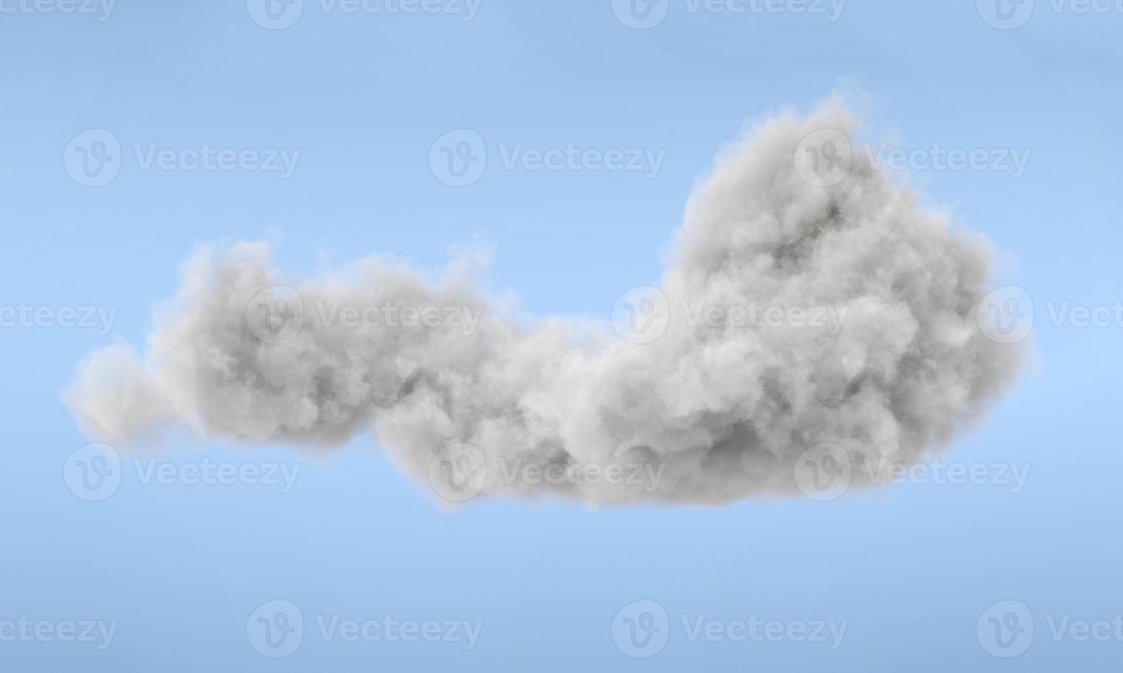 White 3d cloud isolated on a blue background. Realistic cloud in the blue sky. 3D Rendering photo