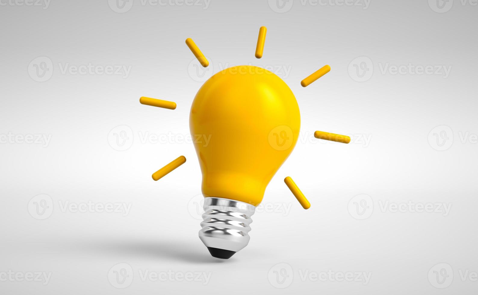Light bulb light bulb idea icon concept top view on white background. 3d rendering. photo