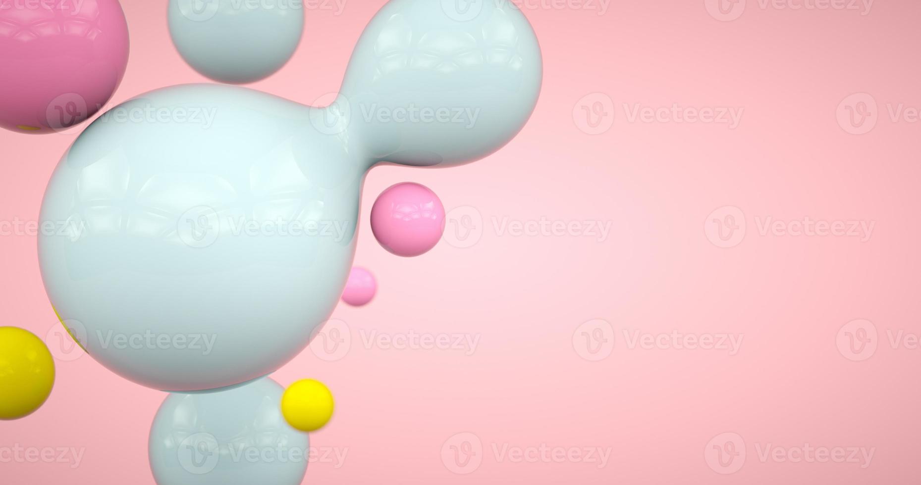 3d pink background with bubble party. For display product, backdrop, banner on website. Sphere photo
