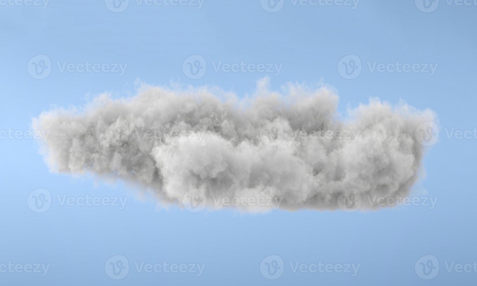 White 3d cloud isolated on a blue background. Realistic cloud in the blue sky. 3D Rendering photo