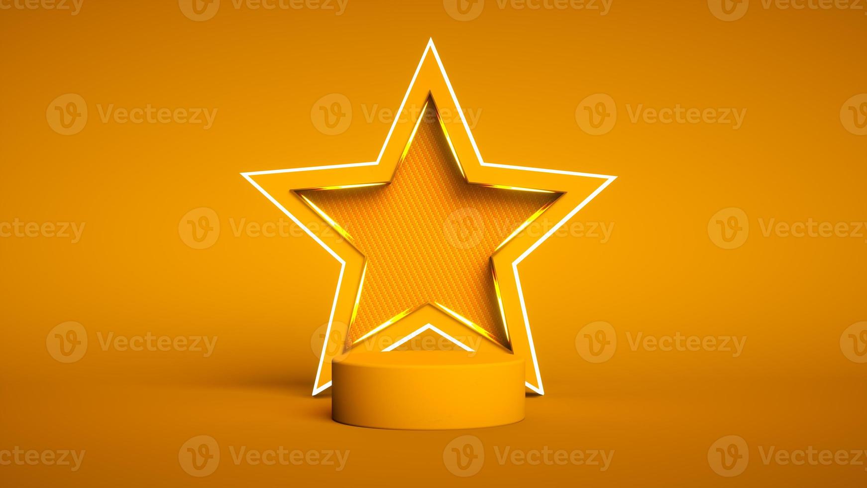 Yellow star and podium, template for cosmetics, show business, sports or something else photo