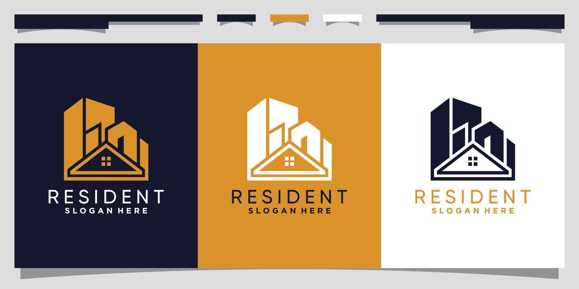 Real estate logo design template with modern unique concept Premium Vector