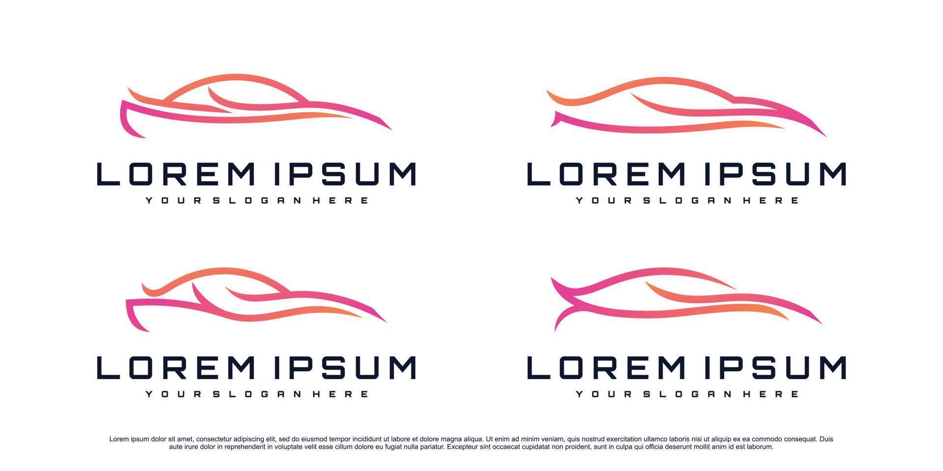 conjunto de diseño de logotipo de coche con vector premium de estilo de arte de línea