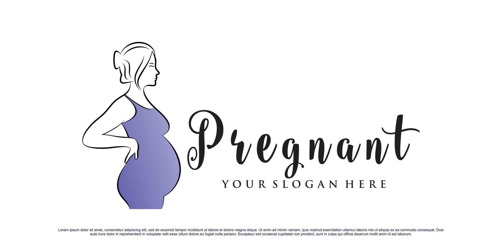 Pregnant woman logo design illustration with creative concept Premium Vector