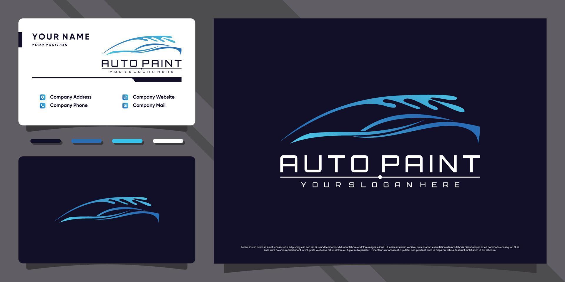diseño de logotipo de pintura de automóvil con concepto creativo y diseño de tarjeta de visita vector premium