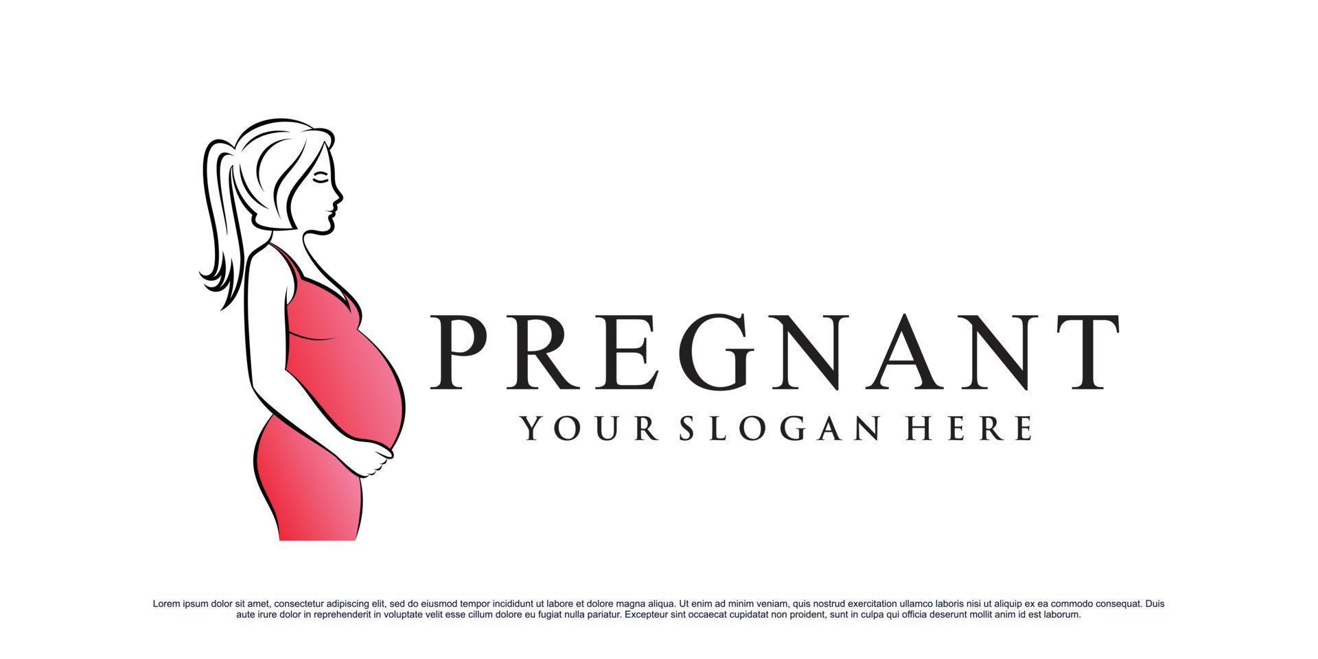 Pregnant logo design with creative modern concept Premium Vector