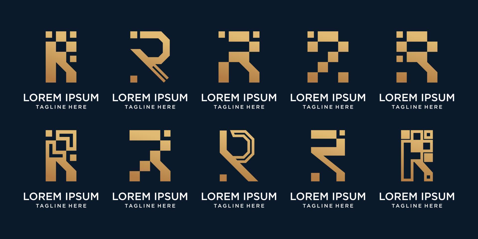 Set bundle of monogram logo design initial letter r with creative concept Premium Vector