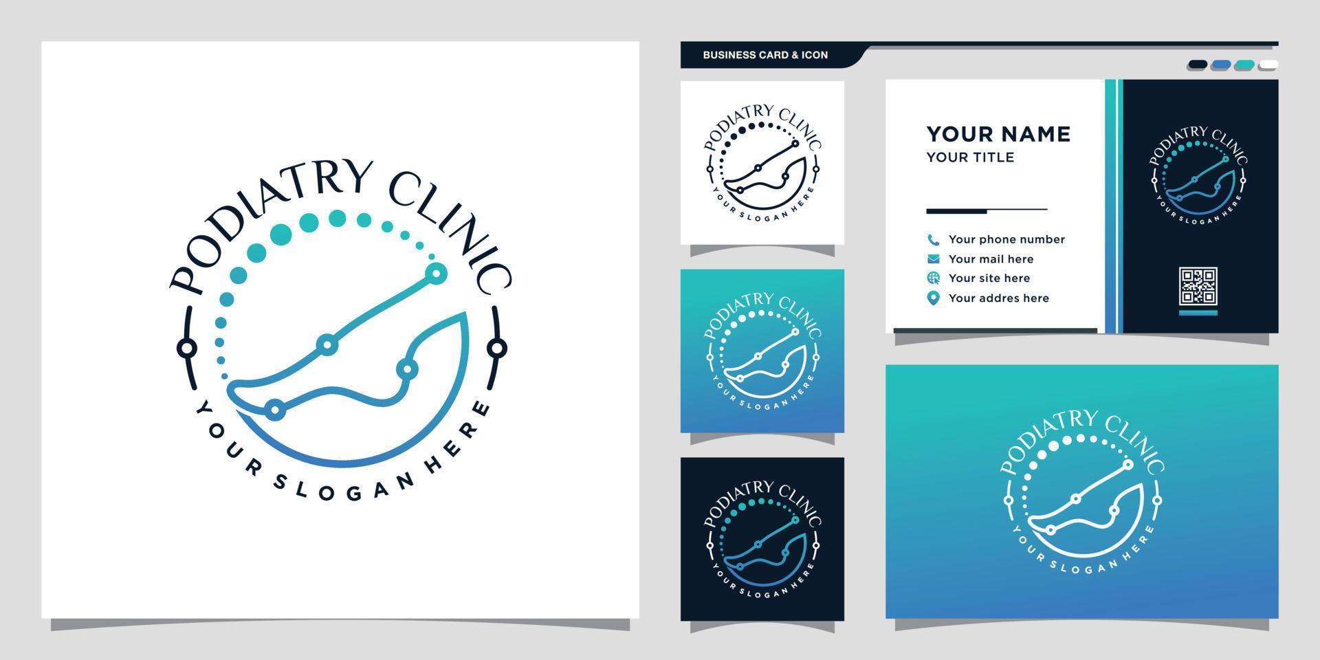 Podiatry logo with creative unique concept and business card design Premium Vector