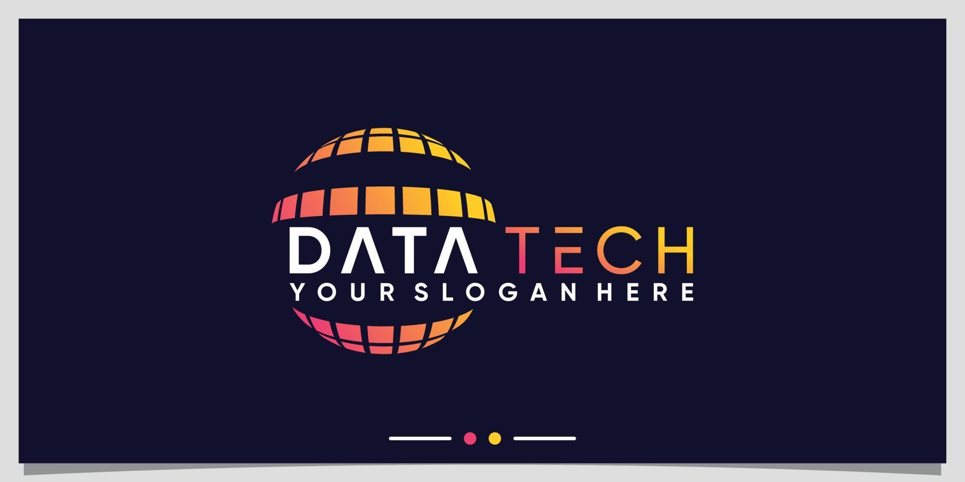 Creative planet technology logo design template with modern concept Premium Vector