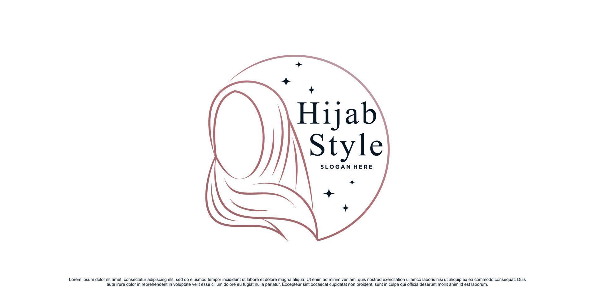 Hijab logo design template with creative element Premium Vector