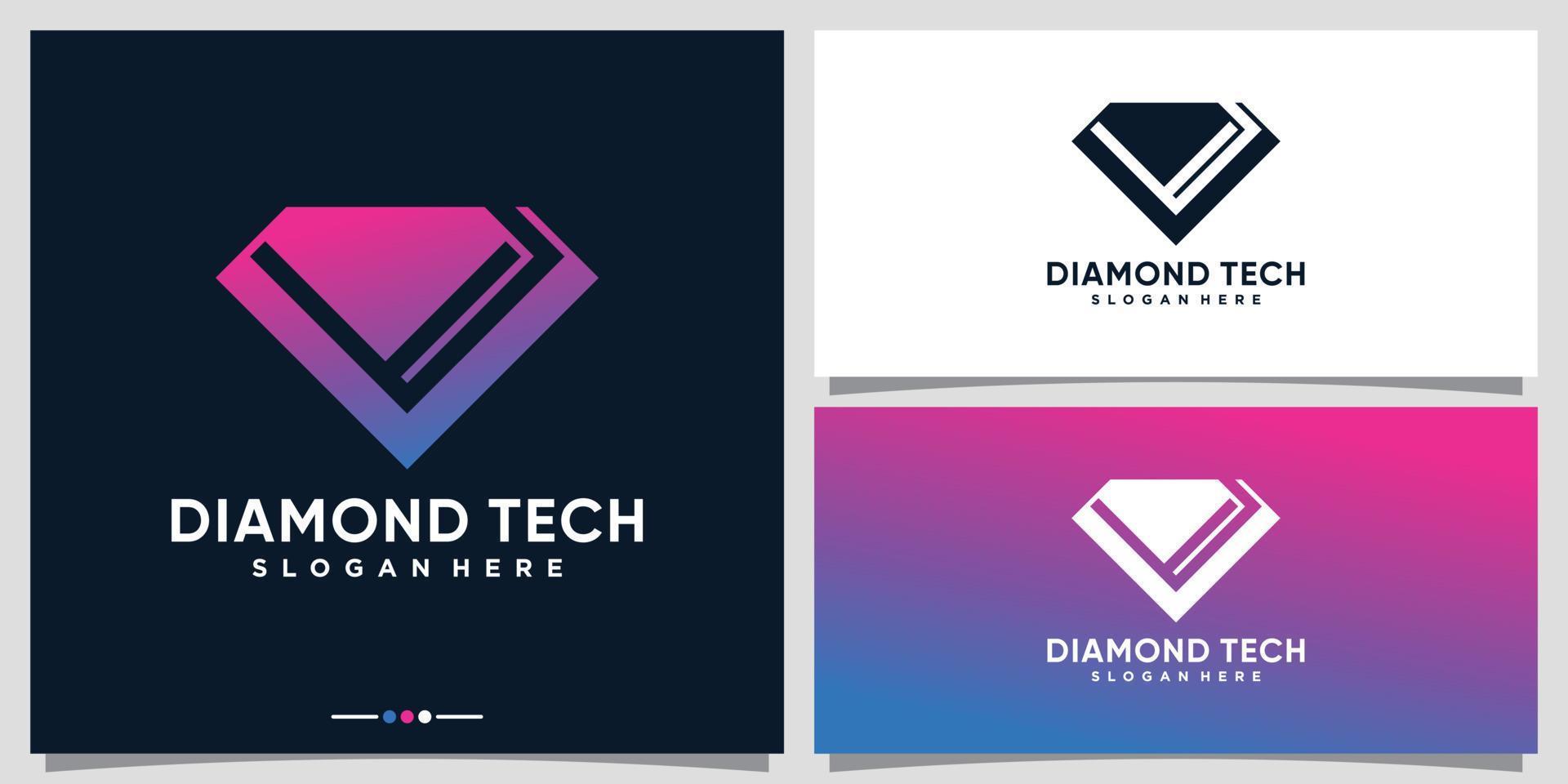 Diamond tech logo design template with unique concept Premium Vector