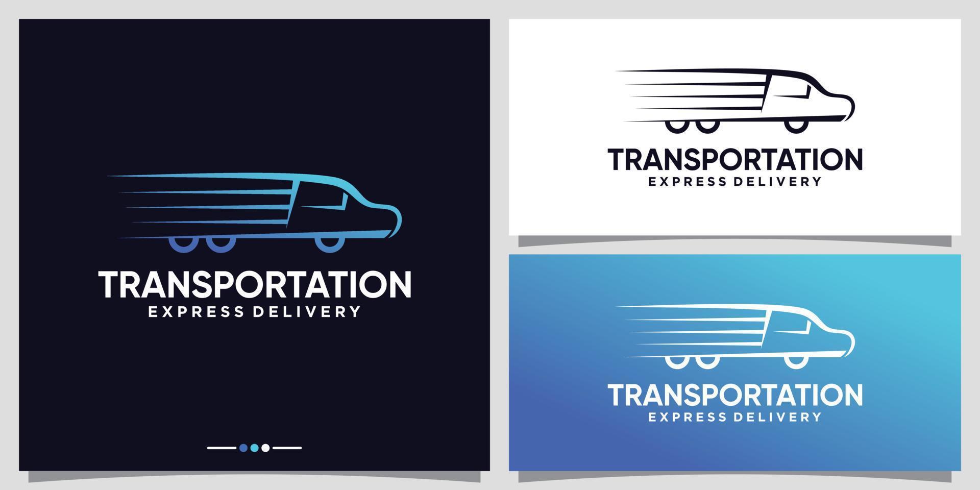 inspiración de logotipo de transporte de camiones para negocios de entrega con vector premium de concepto creativo