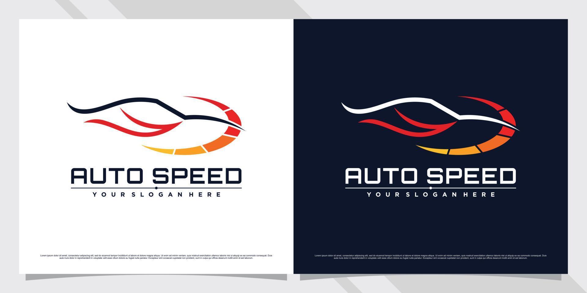 diseño de logotipo de automóvil de velocidad automotriz con vector premium de estilo de arte de línea