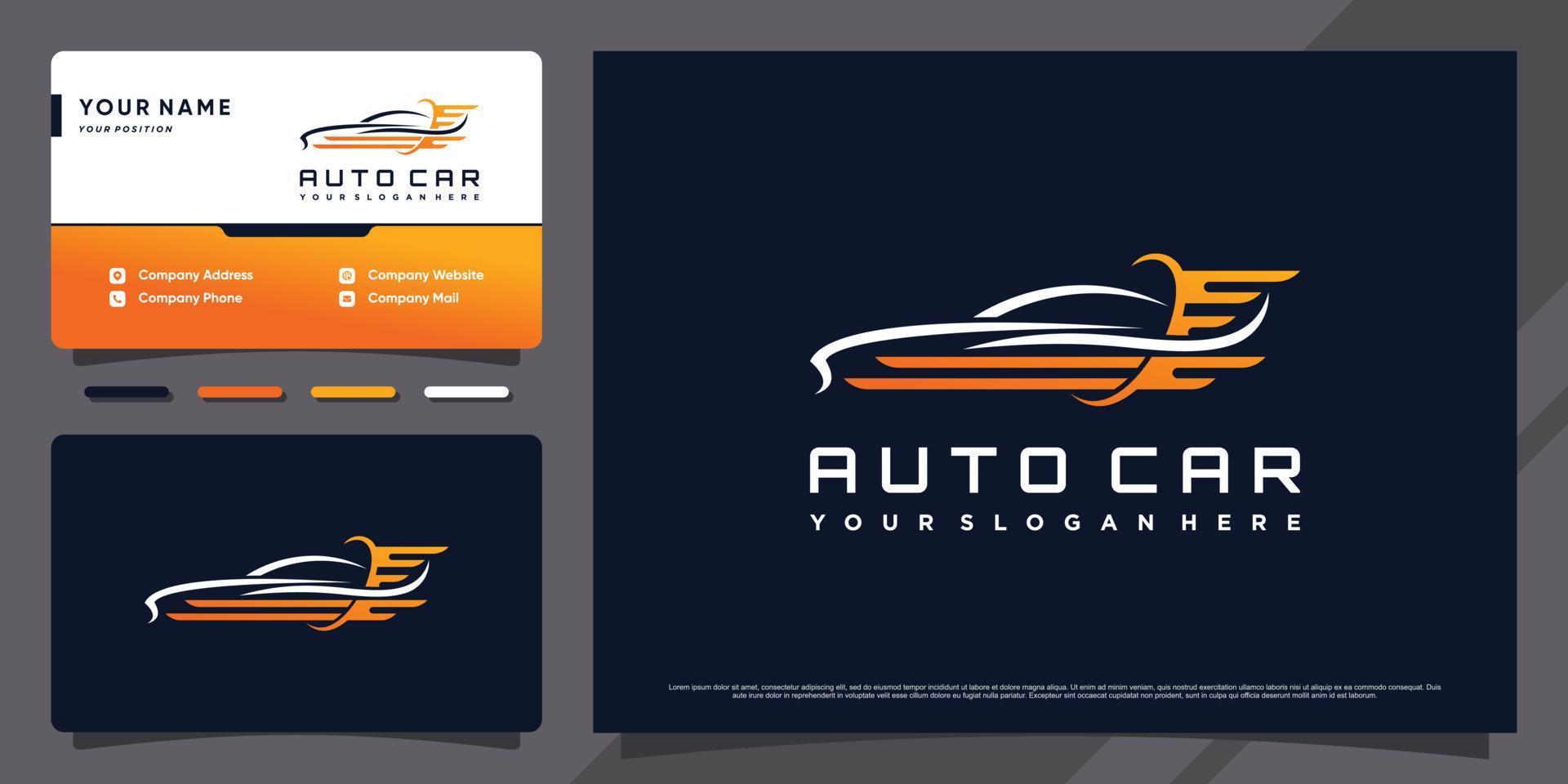 ilustración de plantilla de logotipo de coche con vector premium de diseño de tarjeta de visita