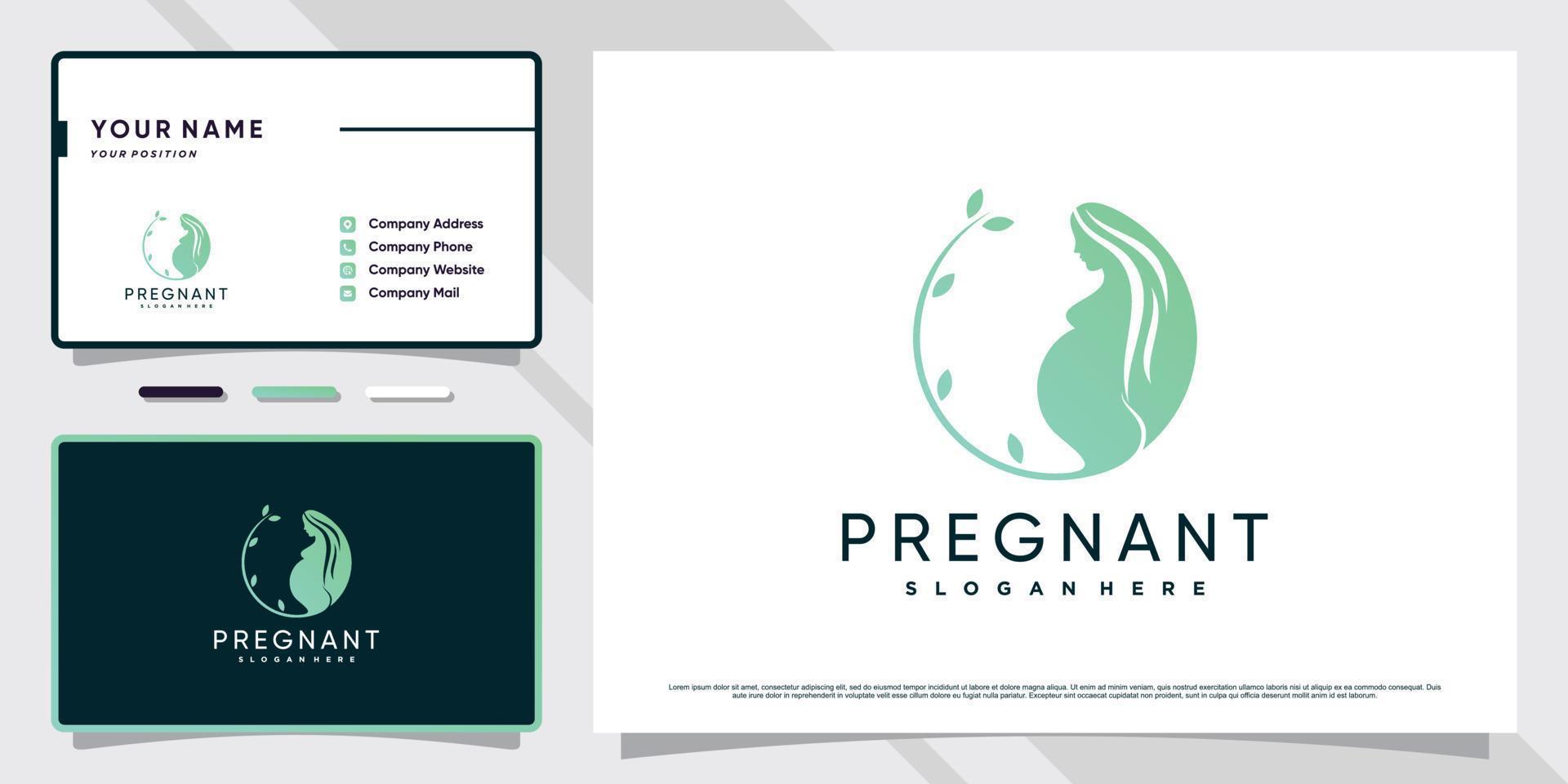 Pregnant logo with creative element and business card design Premium Vector