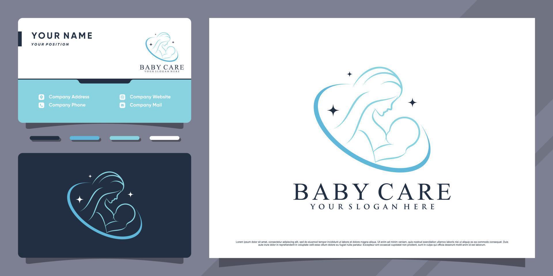 Baby care logo with creative element and business card design Premium Vector