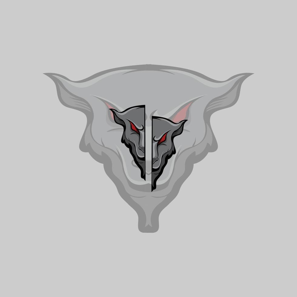 stylist wolves on grey bacgorund.eps vector