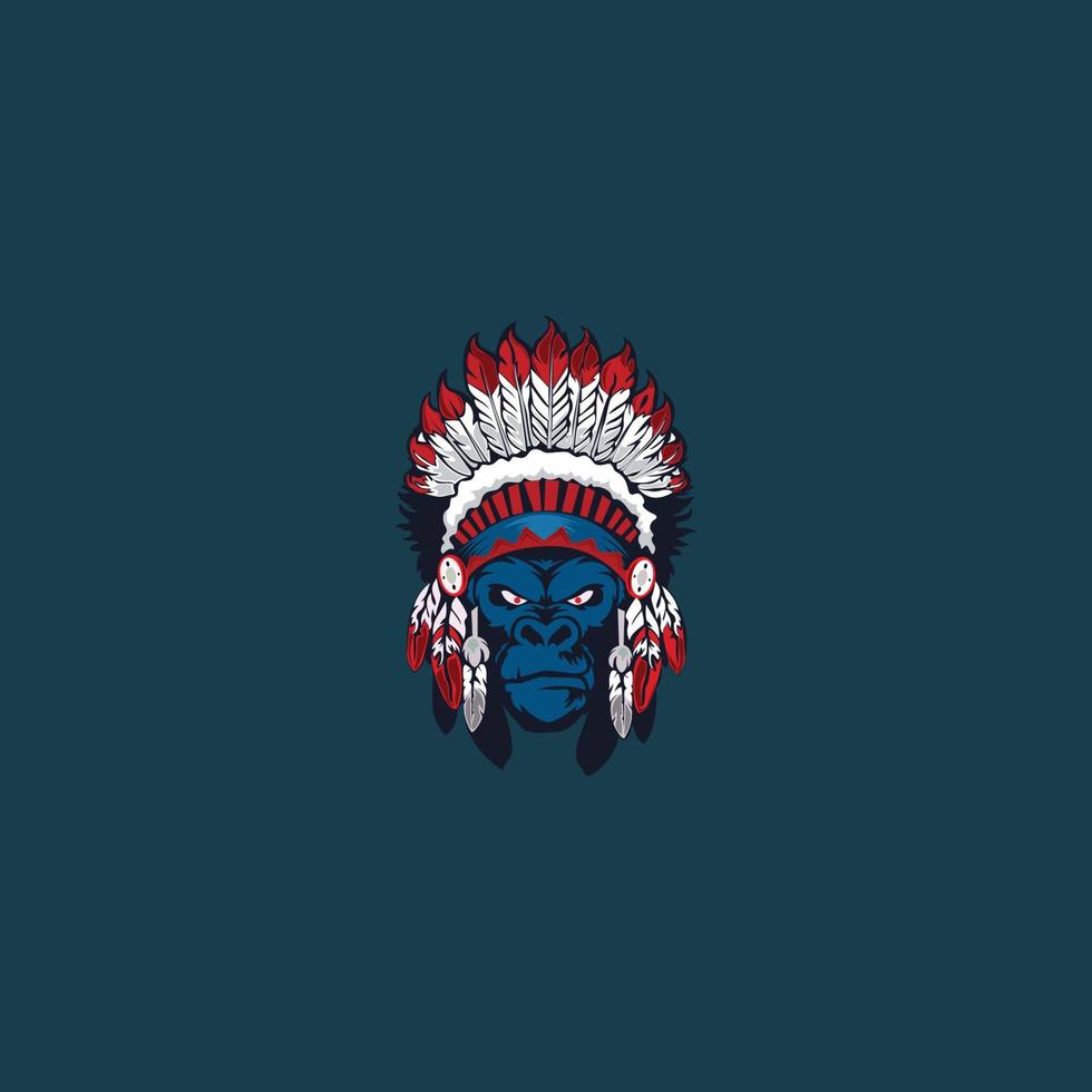 gorilla head wih ethnic mask logo.eps vector