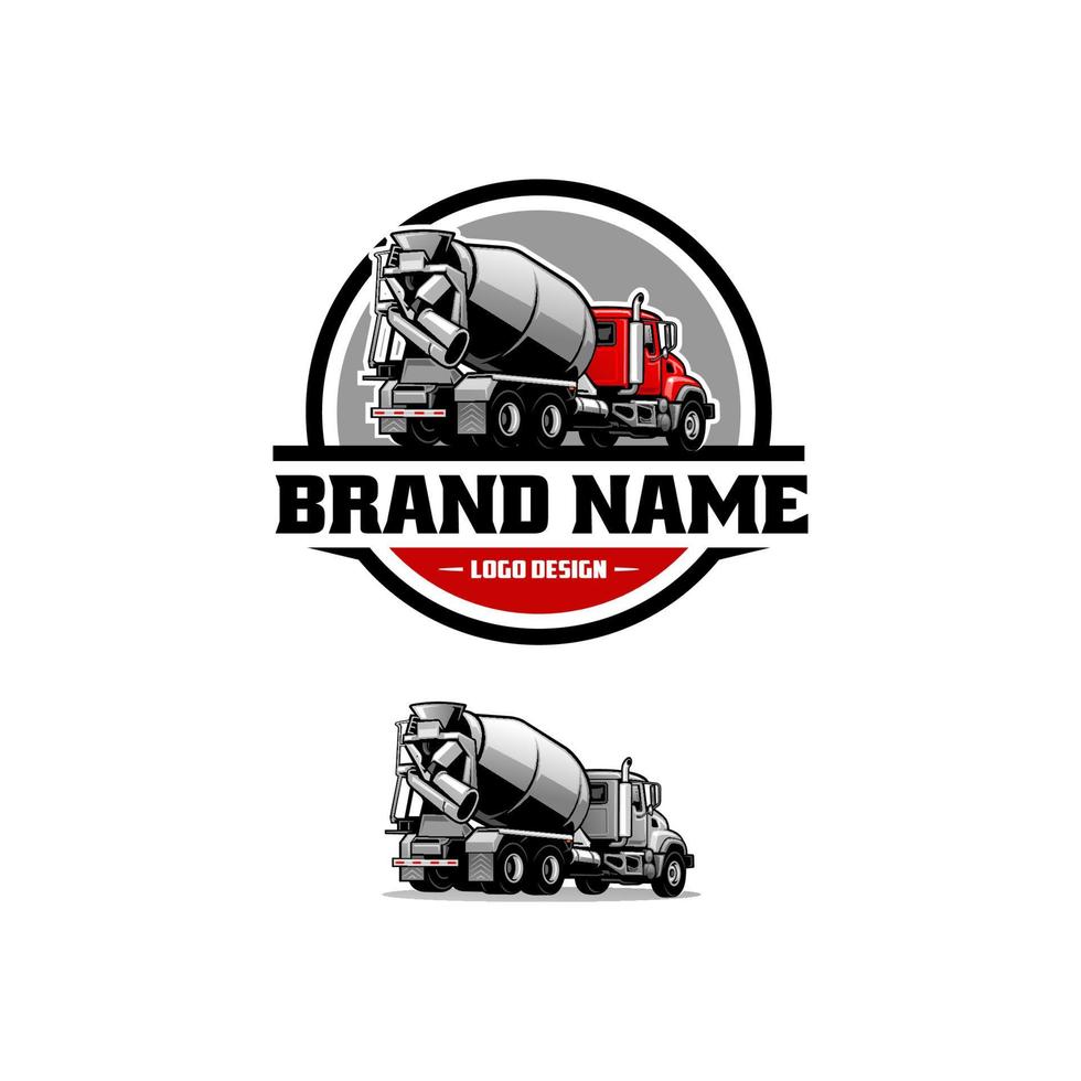 set of concrete mixer truck logo vector