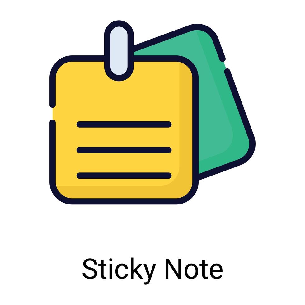 icono de línea de color de notas adhesivas aislado sobre fondo blanco vector