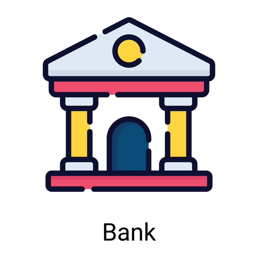 bank building color line icon isolated on white background vector