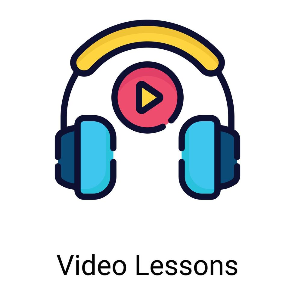 video lecciones icono de línea de color aislado sobre fondo blanco vector