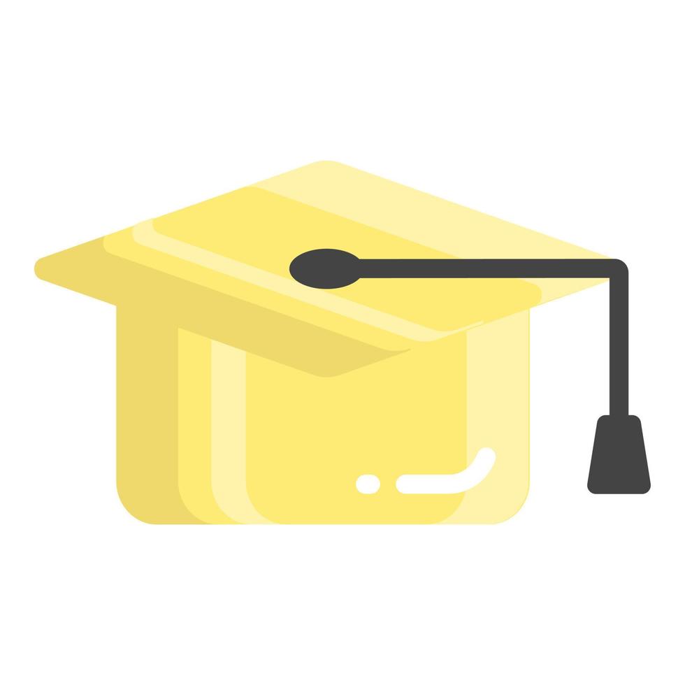 icono plano de vector de sombrero de graduación, icono de escuela y educación