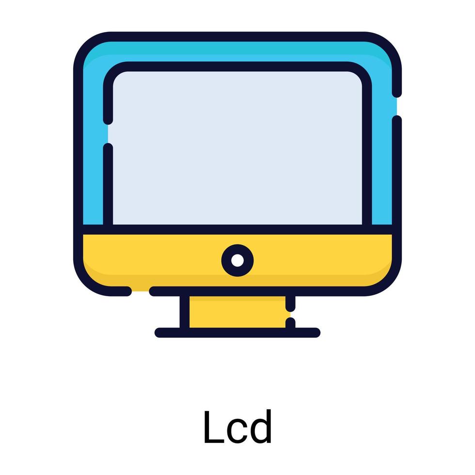 Lcd, icono de línea de color de pantalla aislado en fondo blanco vector