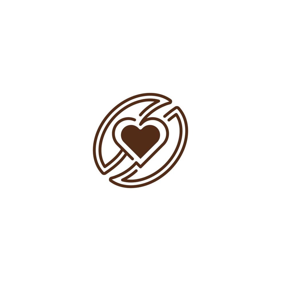 amor de café, corazón de granos de café. plantilla de logotipo de icono de vector