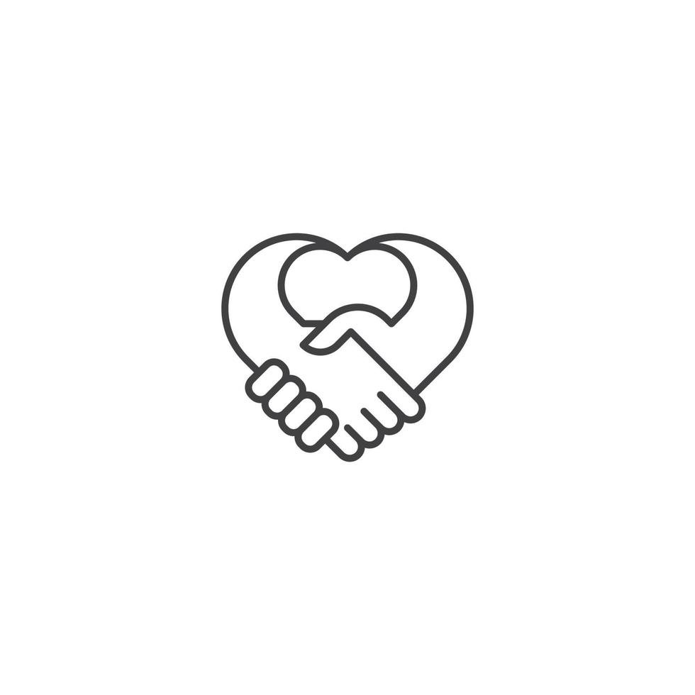 Handshake heart, love deal. Vector logo icon template