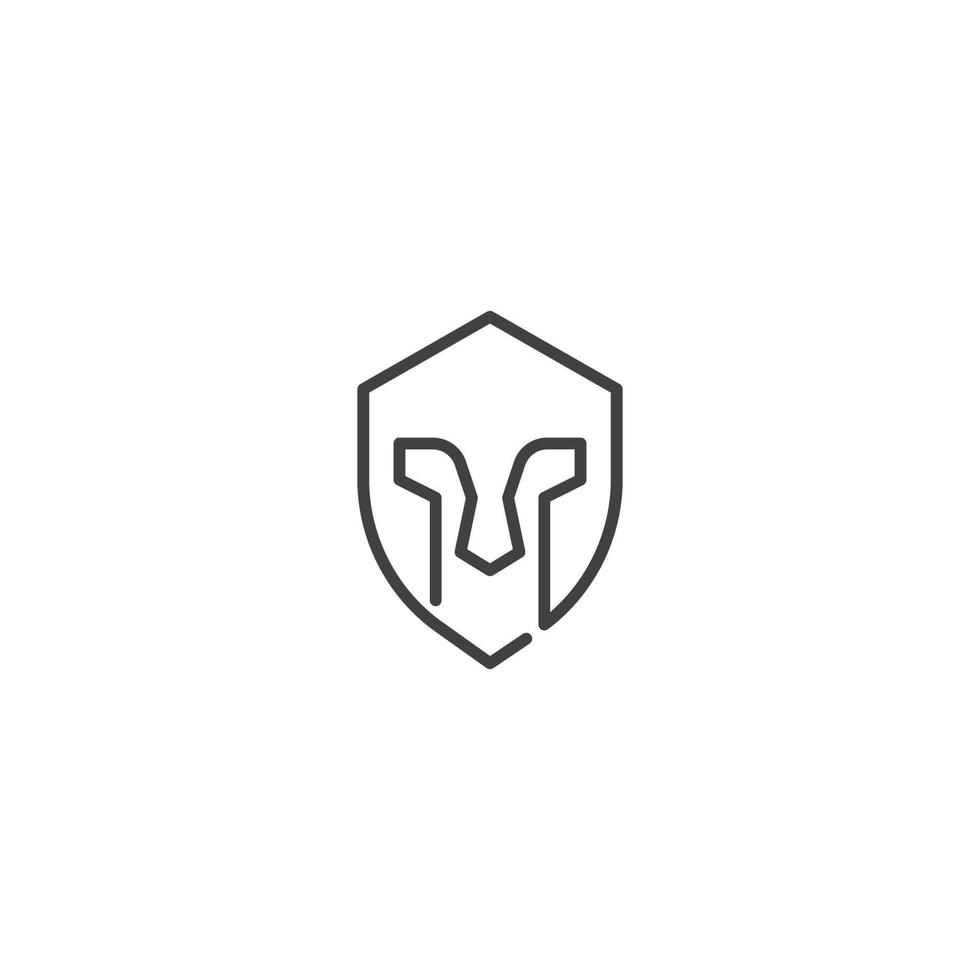 Spartan warrior helmet with shield. Vector logo icon template
