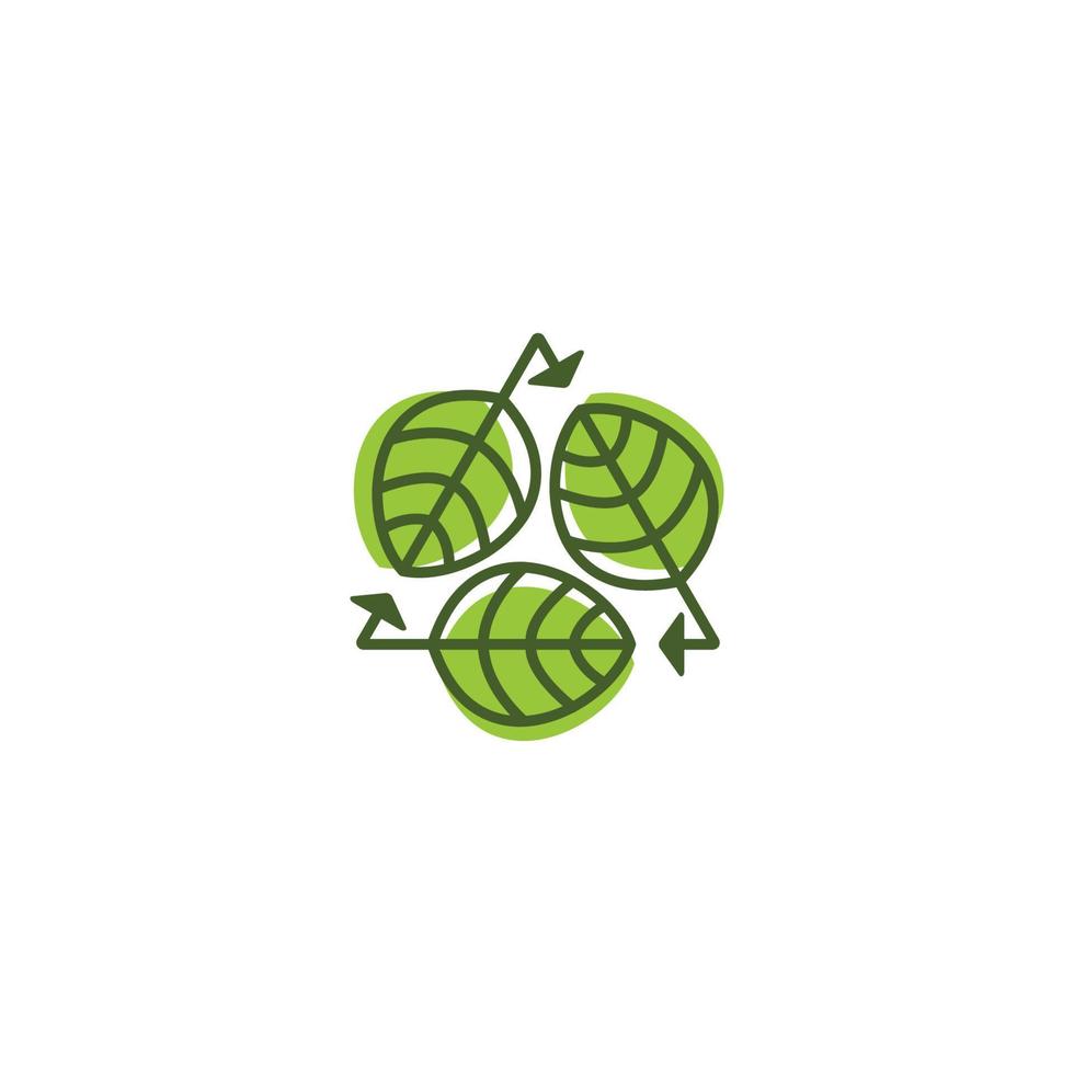 Zero waste, leaf recycle. Vector icon template