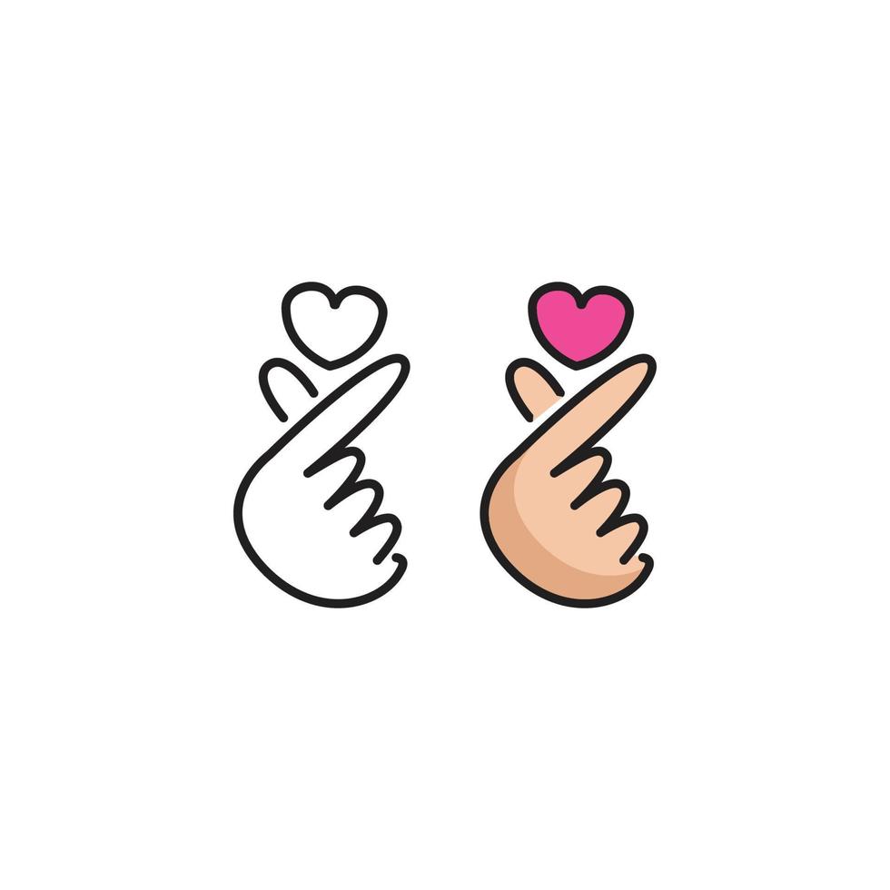 korean finger heart, love hand gesture. Vector logo icon template