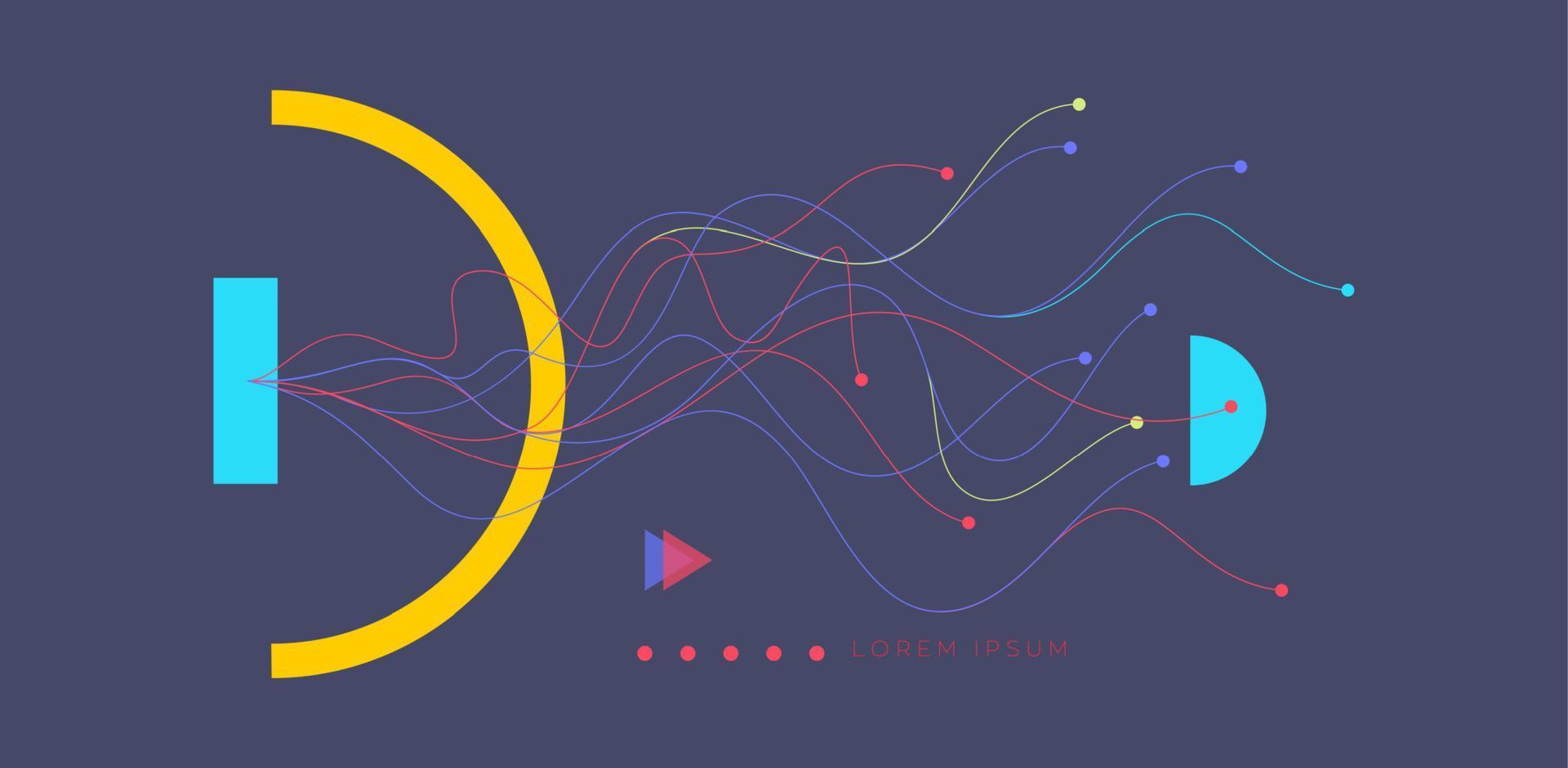 Abstract data technology background connected with lines and dots. vector