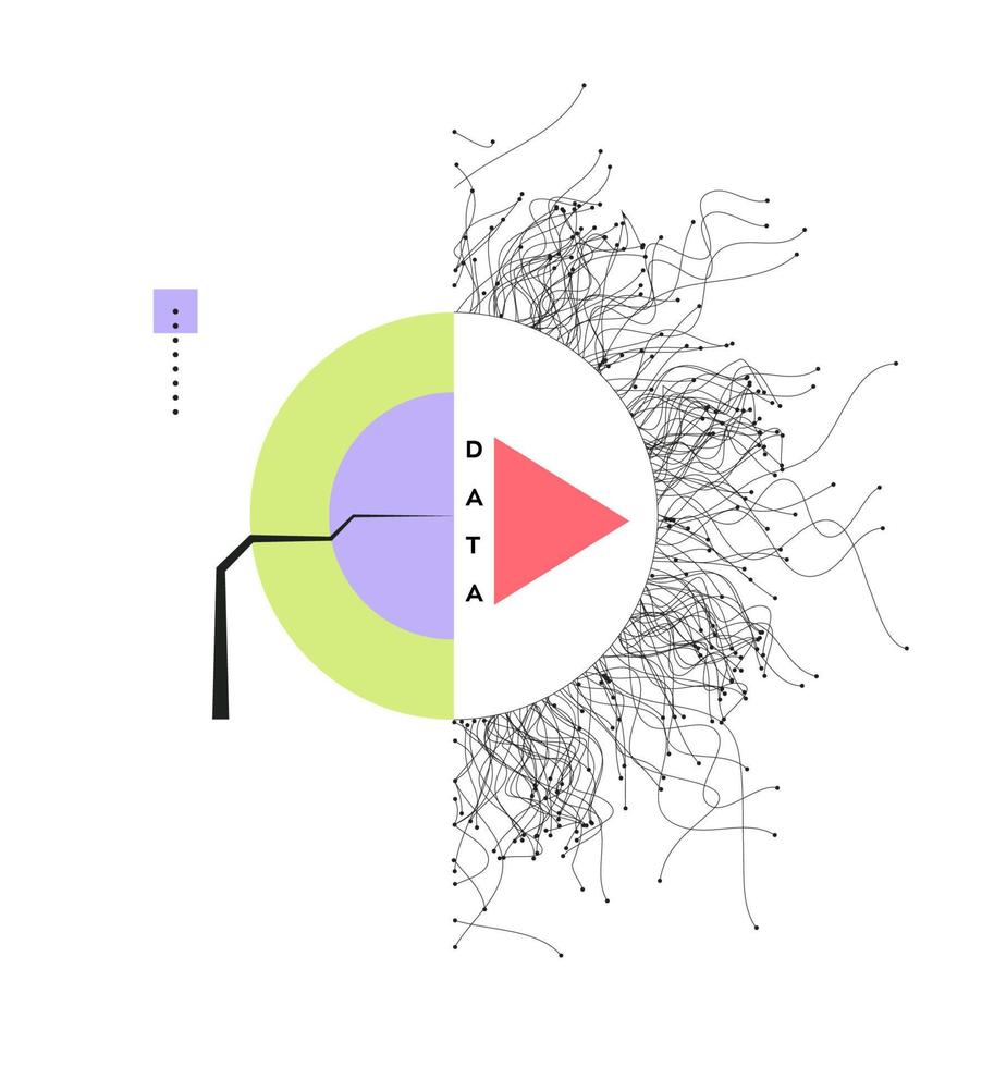 Abstract data technology background connected with lines and dots vector