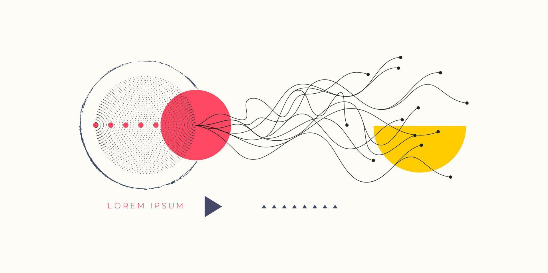 Abstract data technology background connected with lines and dots. vector