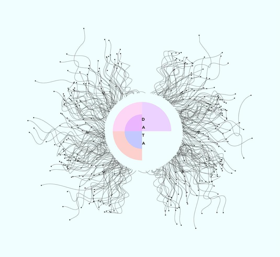 Abstract data technology background connected with lines and dots vector